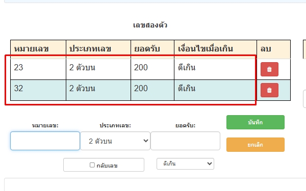 เลข2ตัวบนที่กำหนดจะแสดงเป็น2ประตูในตารางตั้งยอดรับเฉพาะเลข2ตัว-โปรแกรมหวย mahalotto
