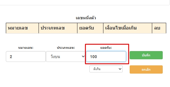 กำหนดจำนวนเงินยอดรับเลขวิ่งบนตามหมายเลข-โปรแกรมหวย mahalotto