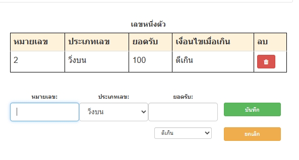 เลขวิ่งบนที่กำหนดจะแสดงในตารางตั้งยอดรับเฉพาะเลข1ตัว-โปรแกรมหวย mahalotto